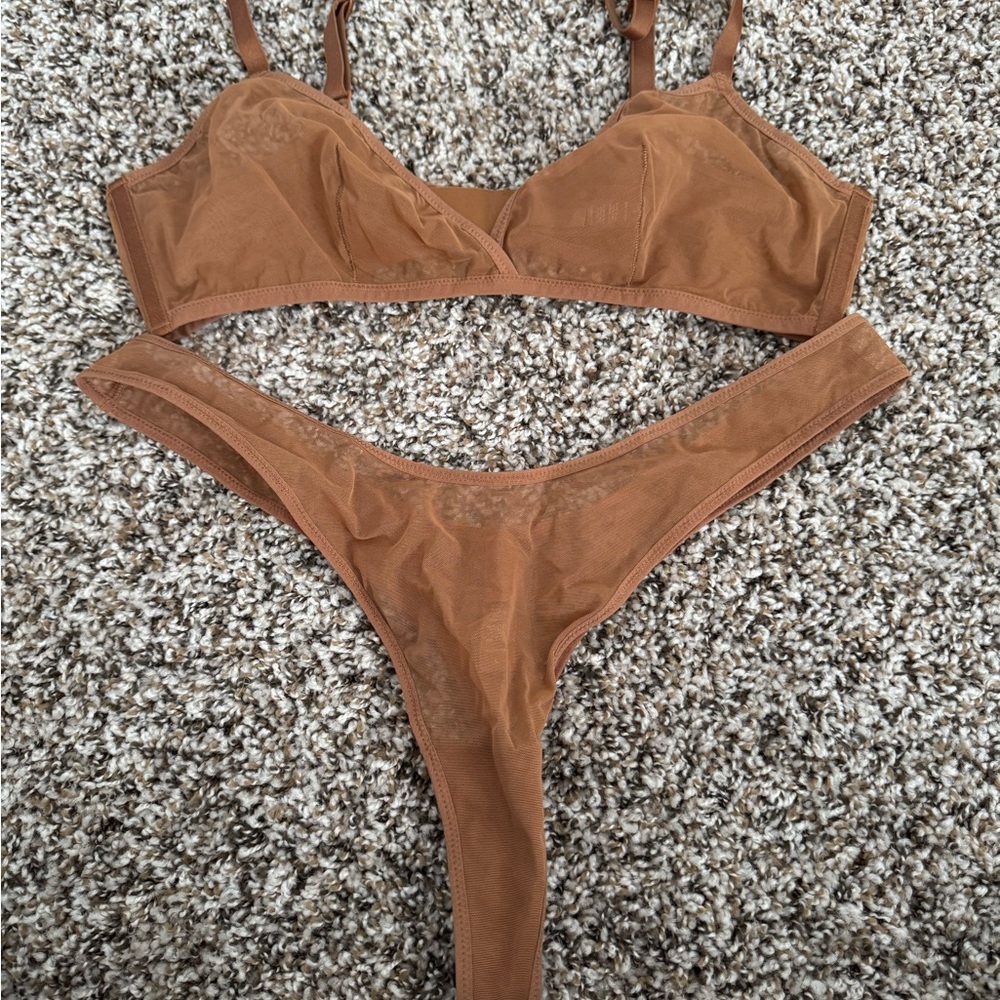 SKIMS Mesh Bra and thong